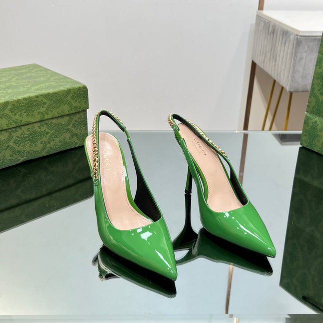 GG SIGNORIA SLINGBACK PUMP GREEN LAMBSKIN