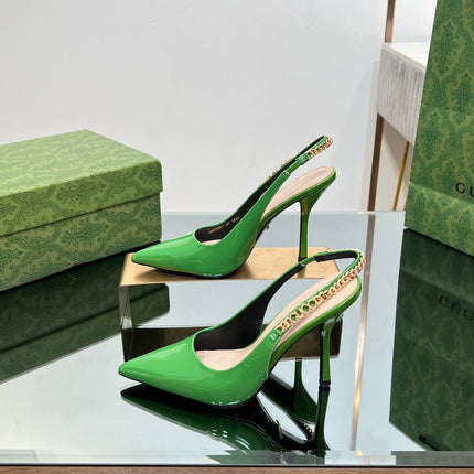 GG SIGNORIA SLINGBACK PUMP GREEN LAMBSKIN