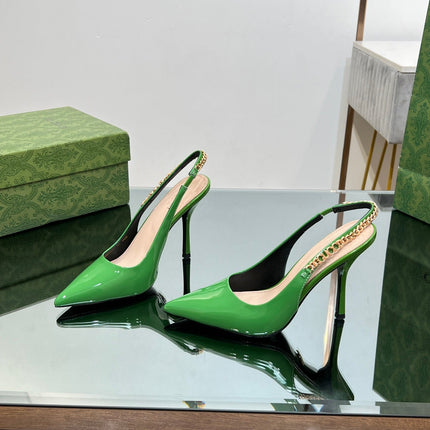 GG SIGNORIA SLINGBACK PUMP GREEN LAMBSKIN