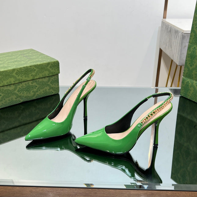GG SIGNORIA SLINGBACK PUMP GREEN LAMBSKIN