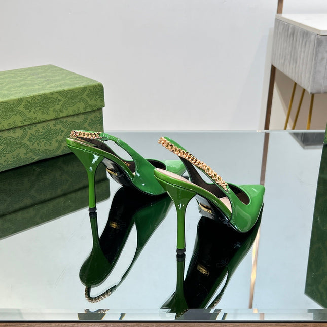 GG SIGNORIA SLINGBACK PUMP GREEN LAMBSKIN