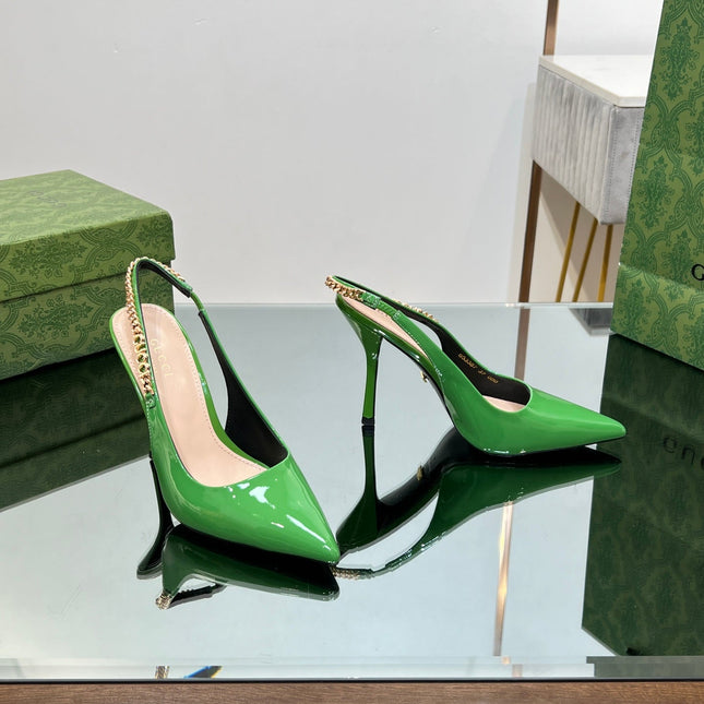 GG SIGNORIA SLINGBACK PUMP GREEN LAMBSKIN
