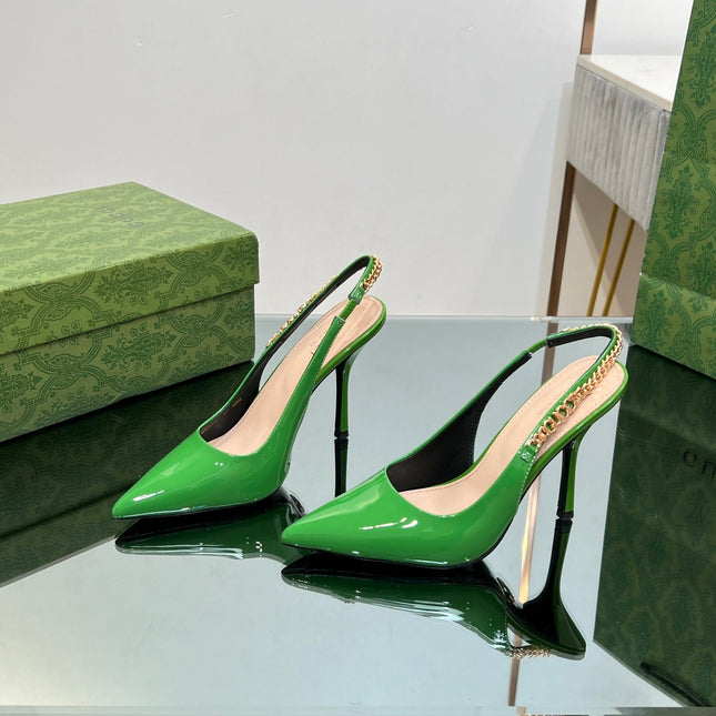 GG SIGNORIA SLINGBACK PUMP GREEN LAMBSKIN