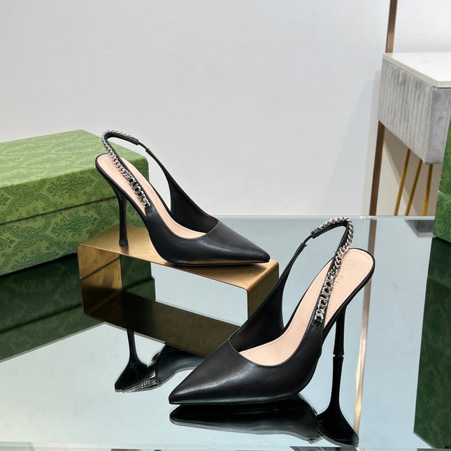 GG SIGNORIA SLINGBACK PUMP BLACK LAMBSKIN