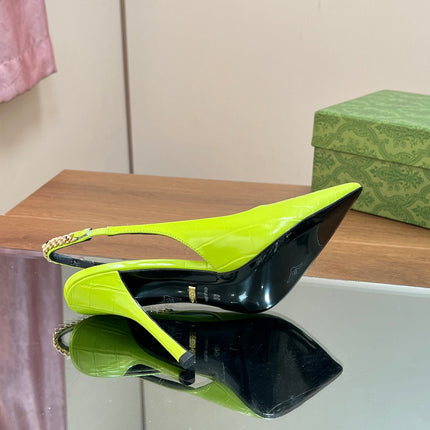 GG SIGNORIA SLINGBACK PUMP CHARTREUSE CALFSKIN