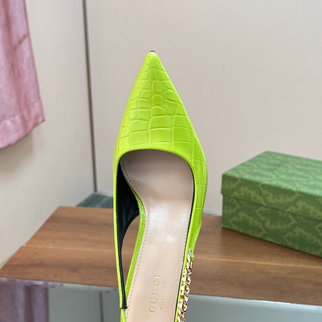 GG SIGNORIA SLINGBACK PUMP CHARTREUSE CALFSKIN