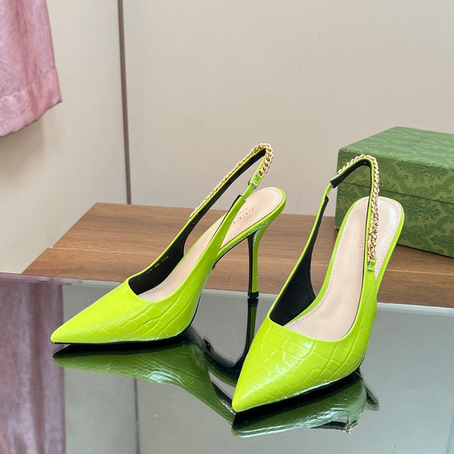 GG SIGNORIA SLINGBACK PUMP CHARTREUSE CALFSKIN