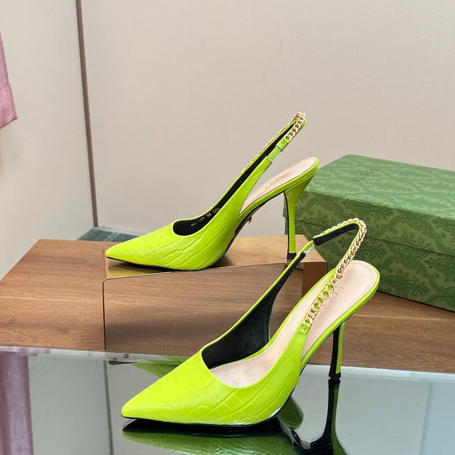 GG SIGNORIA SLINGBACK PUMP CHARTREUSE CALFSKIN