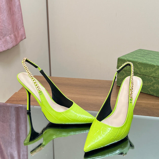 GG SIGNORIA SLINGBACK PUMP CHARTREUSE CALFSKIN