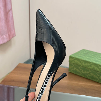 GG SIGNORIA SLINGBACK PUMP BLACK CALFSKIN