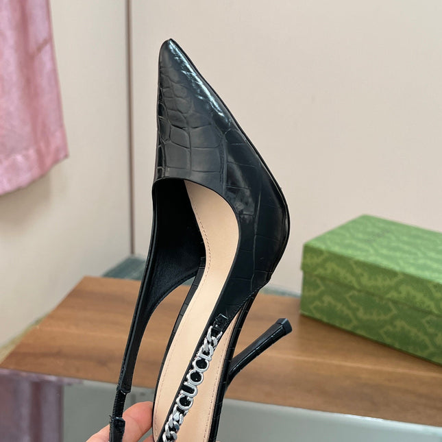 GG SIGNORIA SLINGBACK PUMP BLACK CALFSKIN