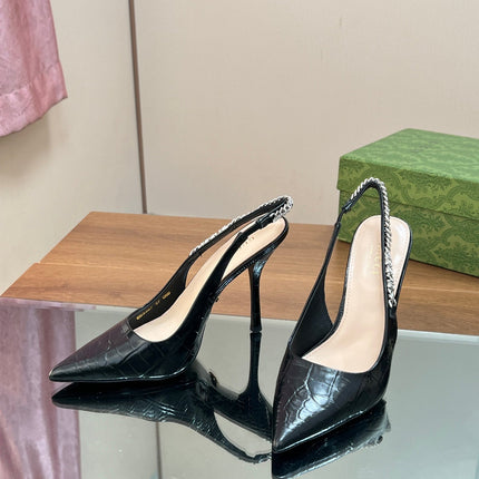 GG SIGNORIA SLINGBACK PUMP BLACK CALFSKIN