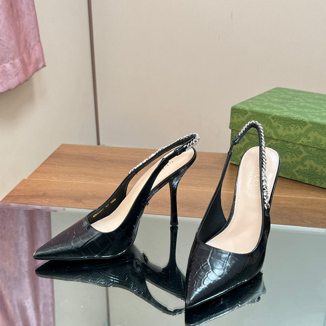 GG SIGNORIA SLINGBACK PUMP BLACK CALFSKIN