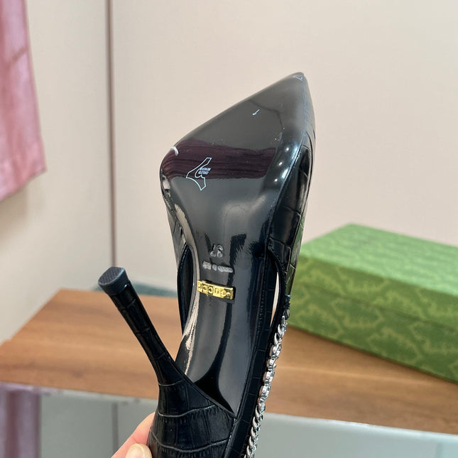 GG SIGNORIA SLINGBACK PUMP BLACK CALFSKIN