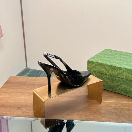 GG SIGNORIA SLINGBACK PUMP BLACK CALFSKIN