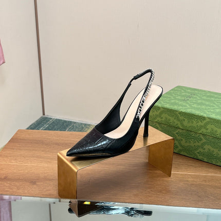 GG SIGNORIA SLINGBACK PUMP BLACK CALFSKIN