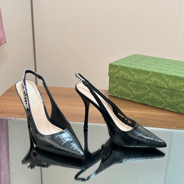GG SIGNORIA SLINGBACK PUMP BLACK CALFSKIN