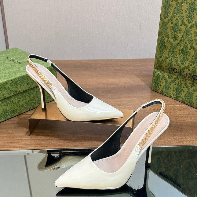 GG SIGNORIA SLINGBACK PUMP WHITE LAMBSKIN