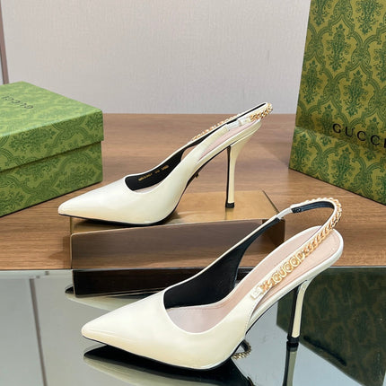 GG SIGNORIA SLINGBACK PUMP WHITE LAMBSKIN
