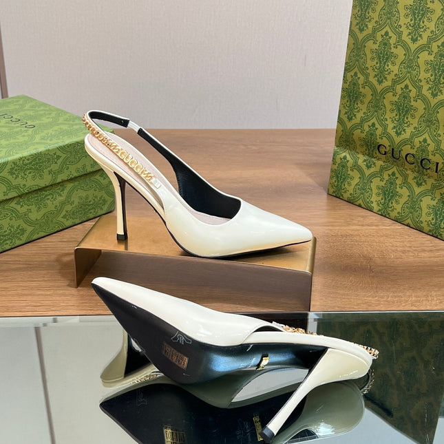 GG SIGNORIA SLINGBACK PUMP WHITE LAMBSKIN