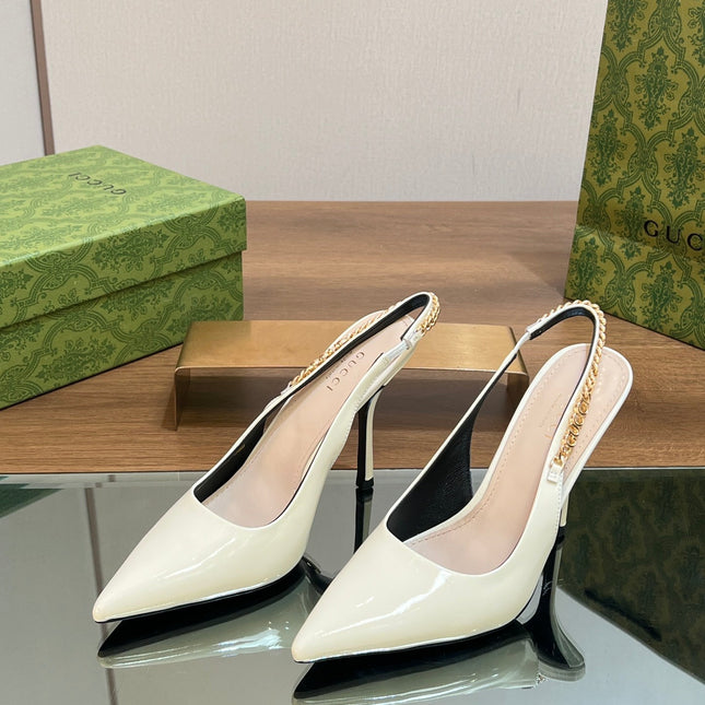 GG SIGNORIA SLINGBACK PUMP WHITE LAMBSKIN
