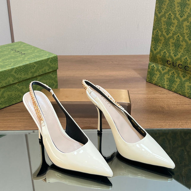 GG SIGNORIA SLINGBACK PUMP WHITE LAMBSKIN