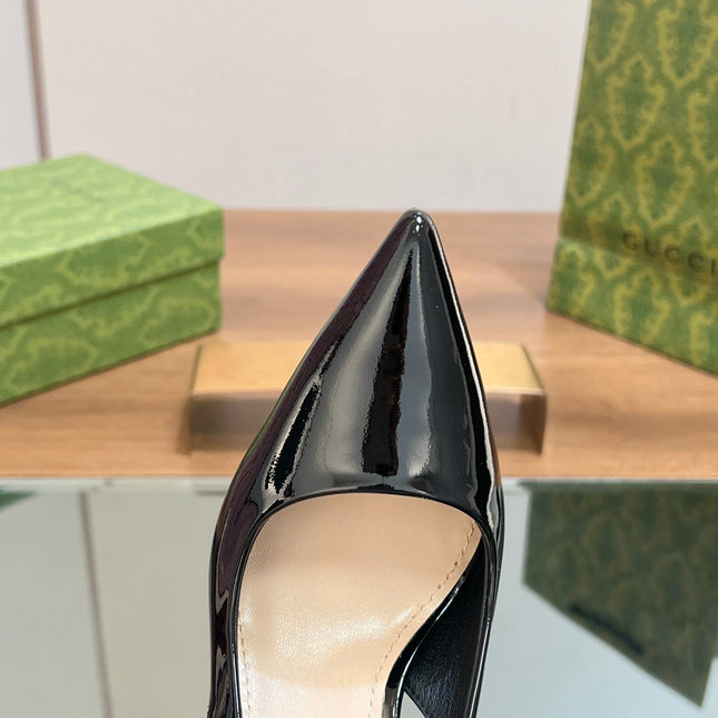 GG SIGNORIA SLINGBACK PUMP GLOSSY BLACK LAMBSKIN