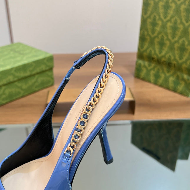 GG SIGNORIA SLINGBACK PUMP SAPPHIRE LAMBSKIN