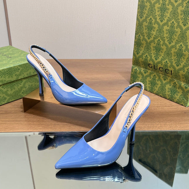 GG SIGNORIA SLINGBACK PUMP SAPPHIRE LAMBSKIN