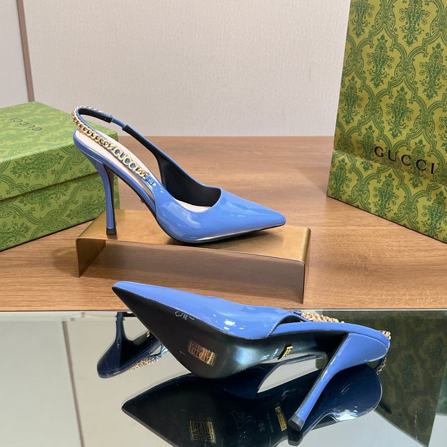 GG SIGNORIA SLINGBACK PUMP SAPPHIRE LAMBSKIN