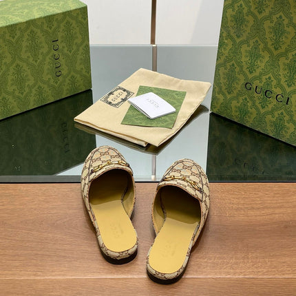 GG PRINCETOWN MULES LIGHT BROWN FABRIC