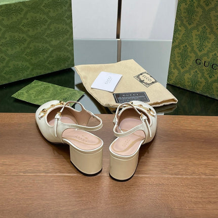 GG HORSEBIT PUMP WHITE GLOSSY LAMBSKIN