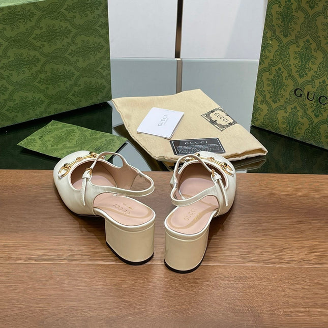 GG HORSEBIT PUMP WHITE GLOSSY LAMBSKIN