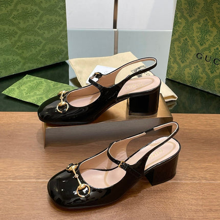 GG HORSEBIT PUMP BLACK GLOSSY LAMBSKIN