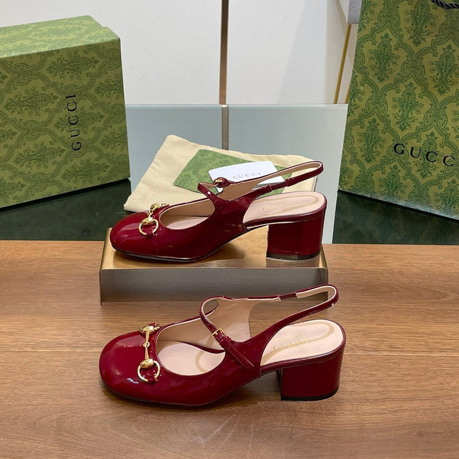 GG HORSEBIT PUMP SCARLET LAMBSKIN