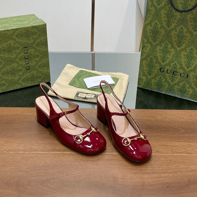 GG HORSEBIT PUMP SCARLET LAMBSKIN