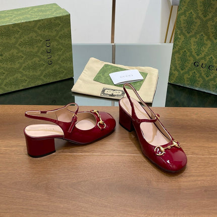 GG HORSEBIT PUMP SCARLET LAMBSKIN