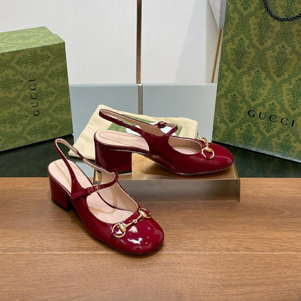 GG HORSEBIT PUMP SCARLET LAMBSKIN