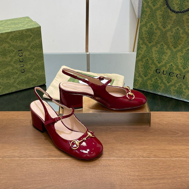 GG HORSEBIT PUMP SCARLET LAMBSKIN