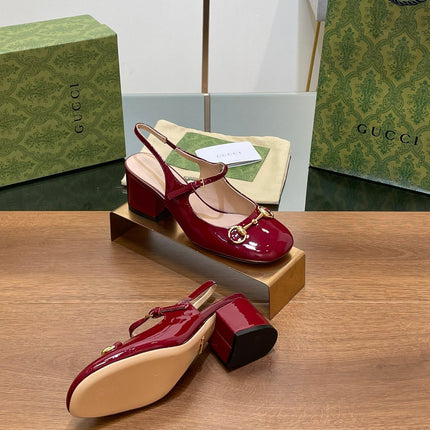 GG HORSEBIT PUMP SCARLET LAMBSKIN