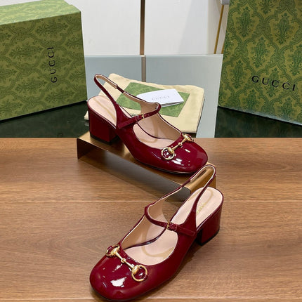 GG HORSEBIT PUMP SCARLET LAMBSKIN