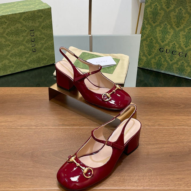 GG HORSEBIT PUMP SCARLET LAMBSKIN