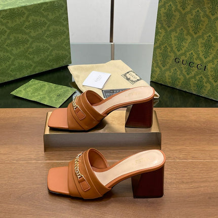 GG SIGNORIA SLIDE SANDAL CARAMEL DENIM
