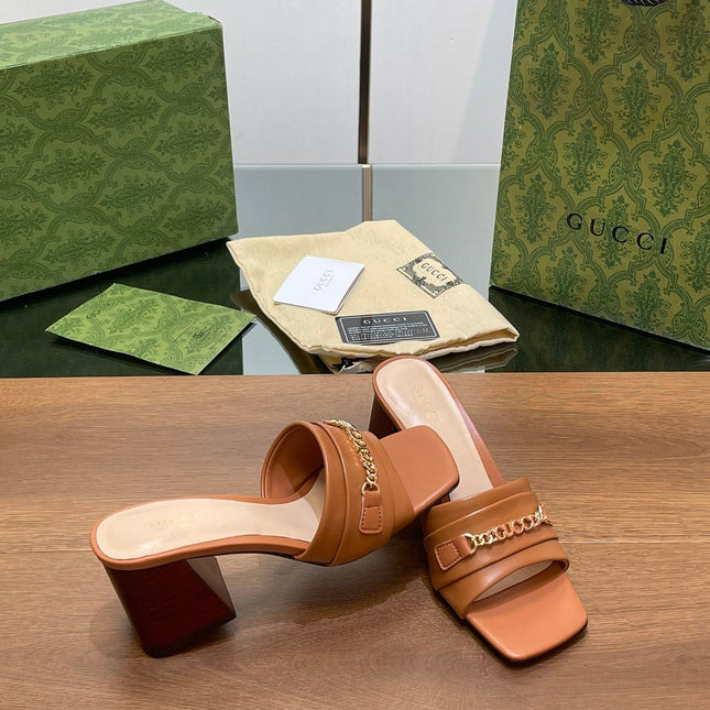 GG SIGNORIA SLIDE SANDAL CARAMEL DENIM