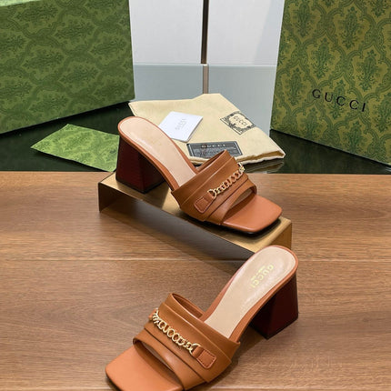 GG SIGNORIA SLIDE SANDAL CARAMEL DENIM