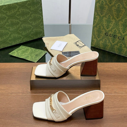 GG SIGNORIA SLIDE SANDAL WHITE DENIM