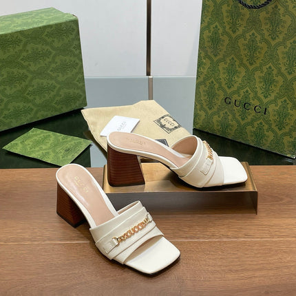 GG SIGNORIA SLIDE SANDAL WHITE DENIM