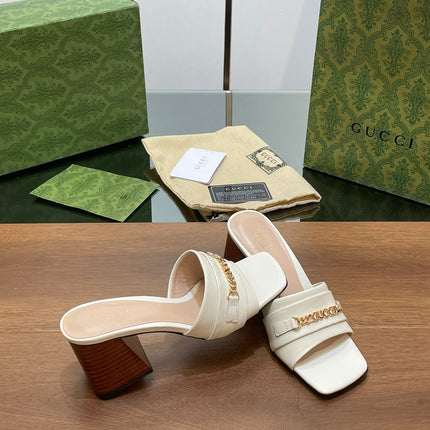 GG SIGNORIA SLIDE SANDAL WHITE DENIM