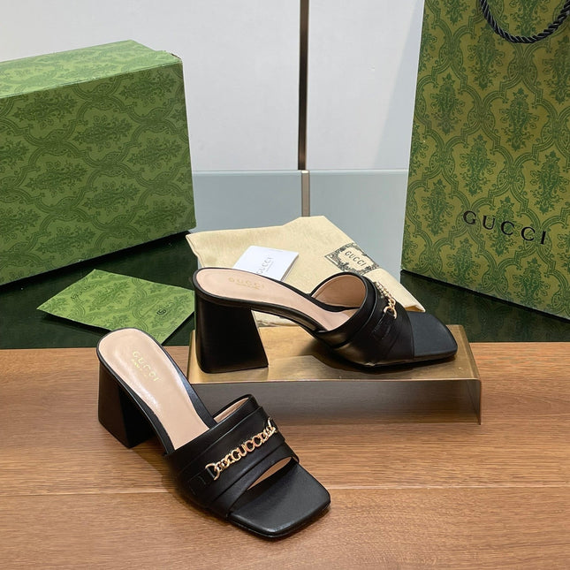 GG SIGNORIA SLIDE SANDAL BLACK DENIM