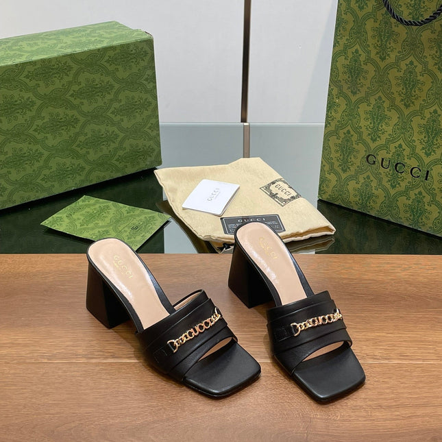 GG SIGNORIA SLIDE SANDAL BLACK DENIM